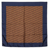 フェンディ ズッカ スカーフ ブラウン ネイビー シルク レディース FENDI 【中古】